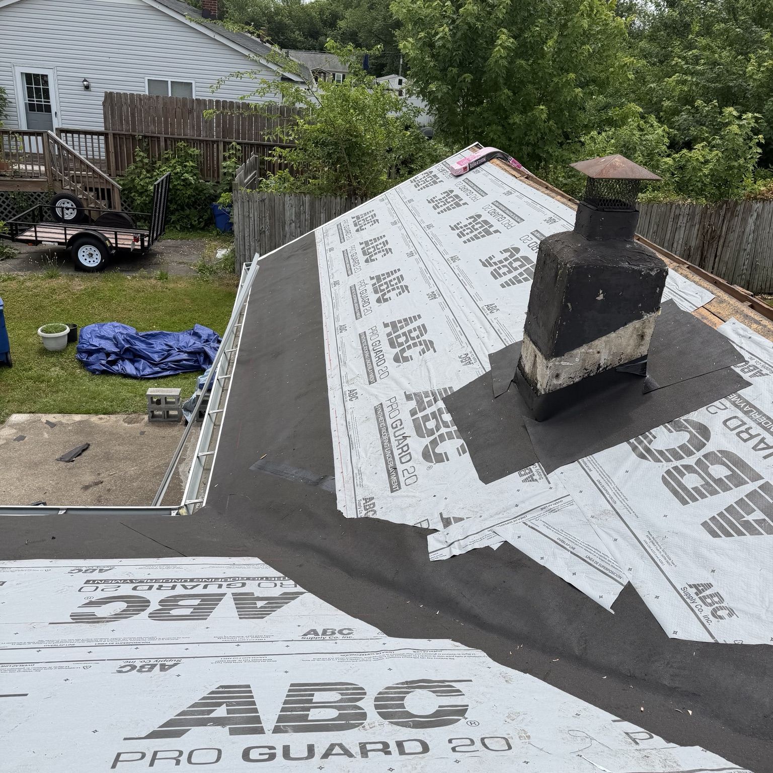 Roof waterproofing around chimney